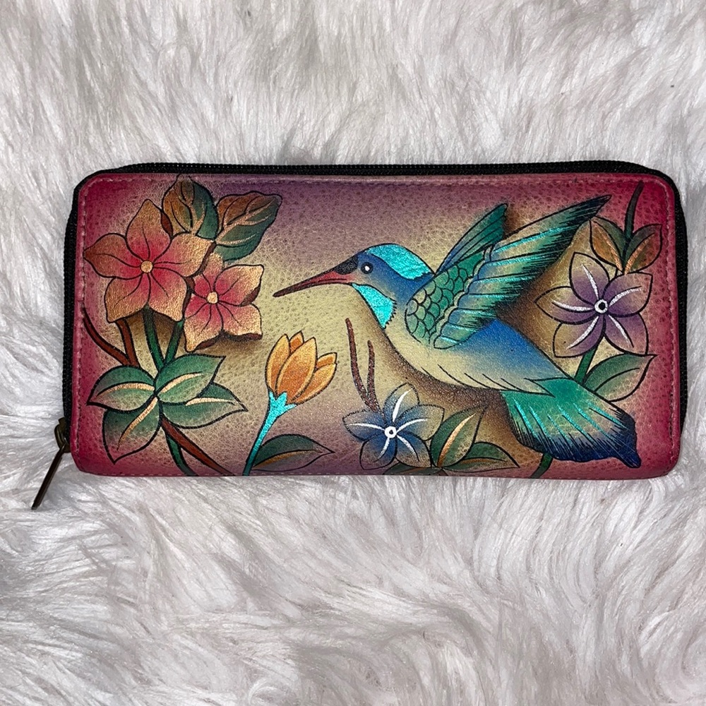 Anuschka Leather Hand-Painted Clutch Wallet